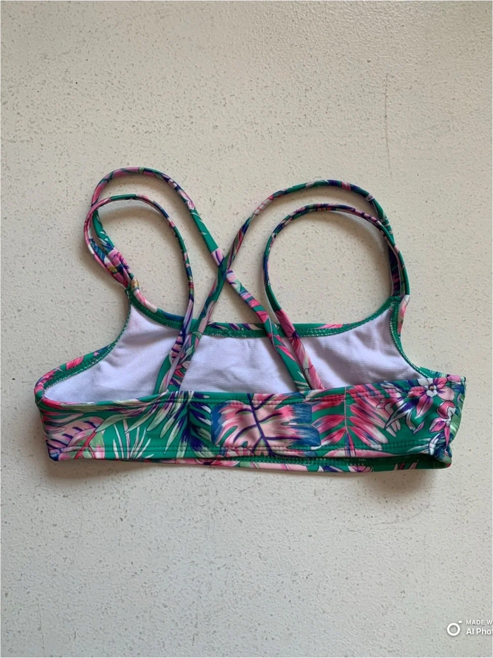 Cat & Jack / Art Class 2-Piece Bikini Set Pink Green Floral Size Medium NWOT